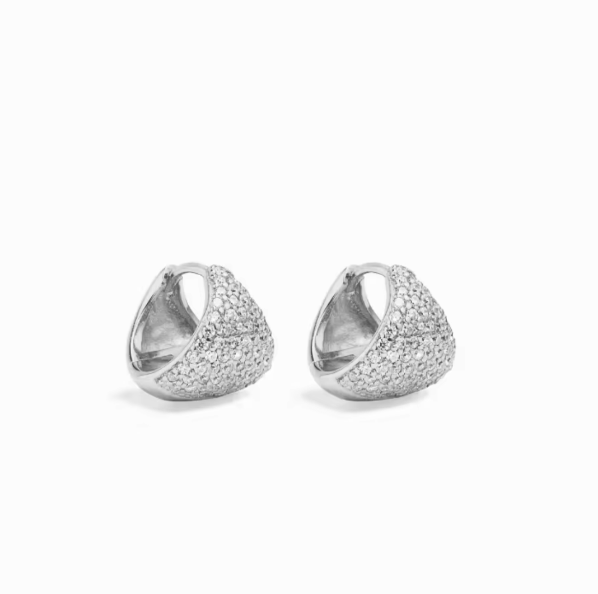 1. Dainty pave CZ stone huggie hoop sterling silver 925