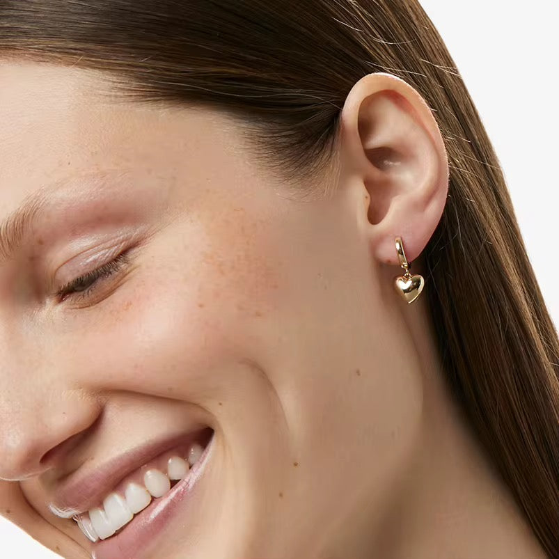 Heart Pendant Hoop Earrings
