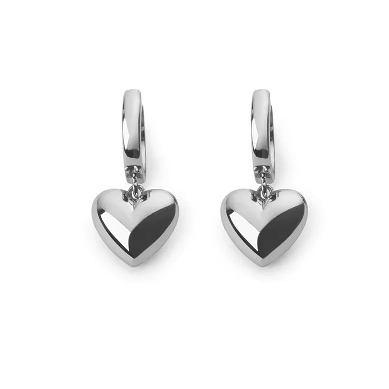 Heart Pendant Hoop Earrings