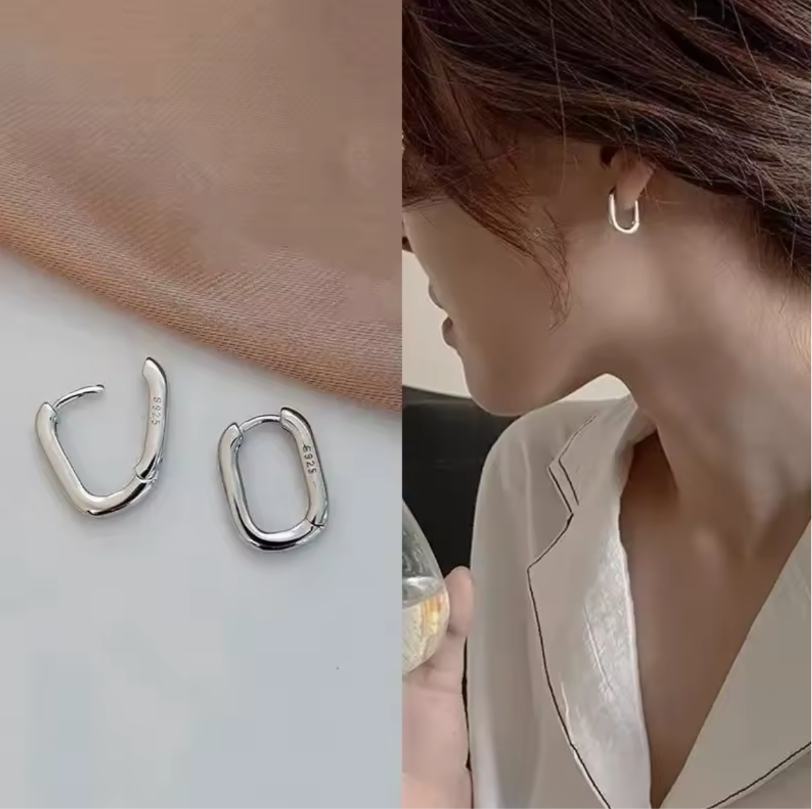 Oval Circle Hoops Earrings