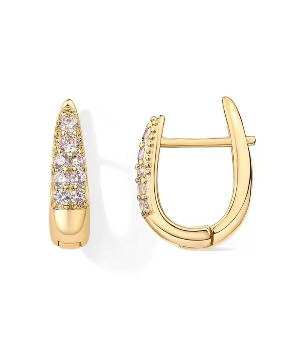 U Shaped Cubic Zirconia Hoop Earrings