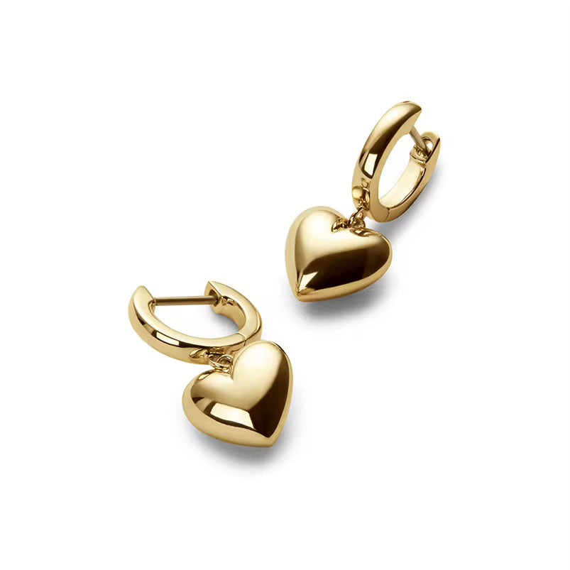 Heart Pendant Hoop Earrings