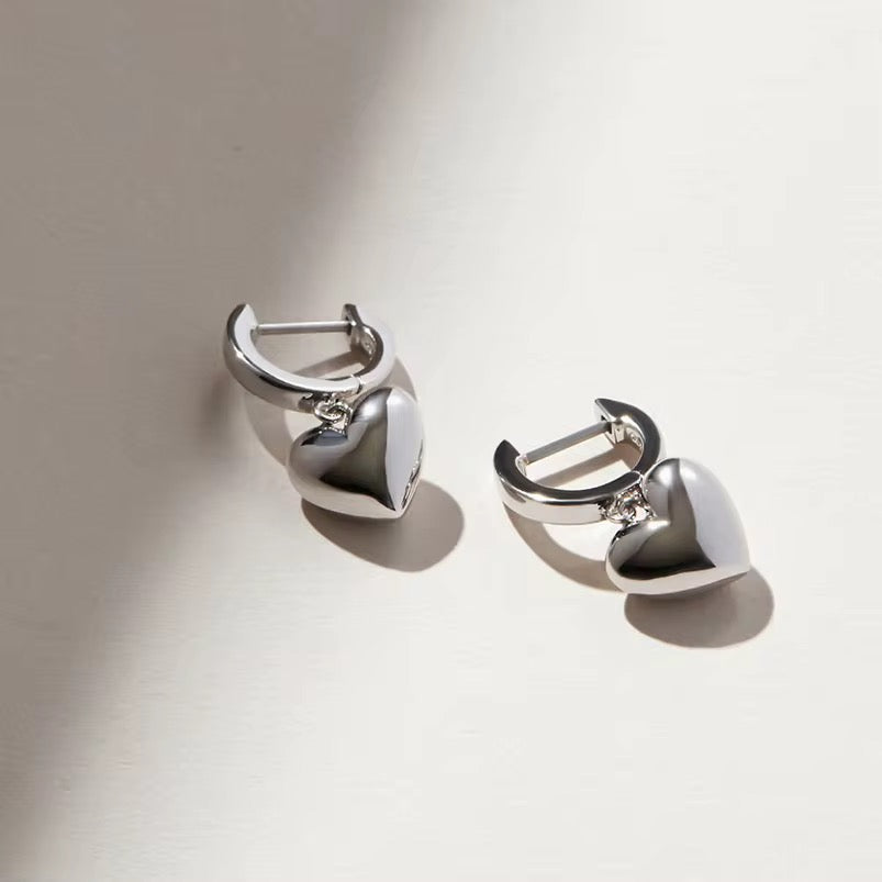 Heart Pendant Hoop Earrings